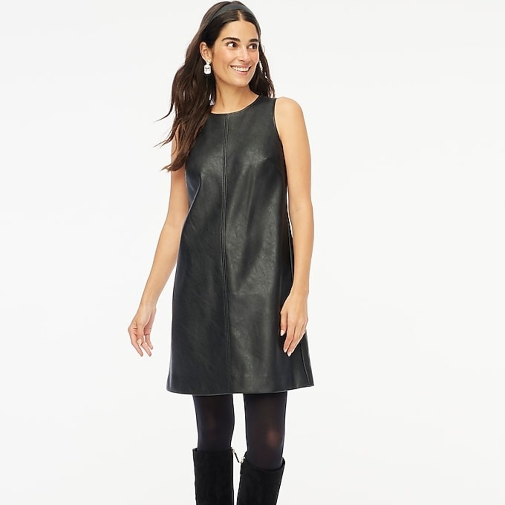 New J. Crew Faux Leather Sleeveless Sheath Loose Fit Mini Dress